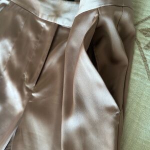 BCBGMaxAzria Satin Straight Leg Pants in Champagne